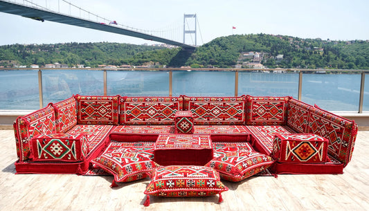 Red Arabic Floor Sofa