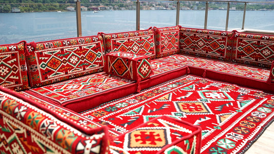 Red Arabic Floor Sofa