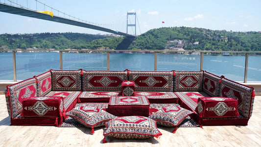 U Shaped Maroon Floor Cushions