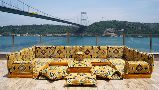 Yellow U Shaped Arabic Sofa Set