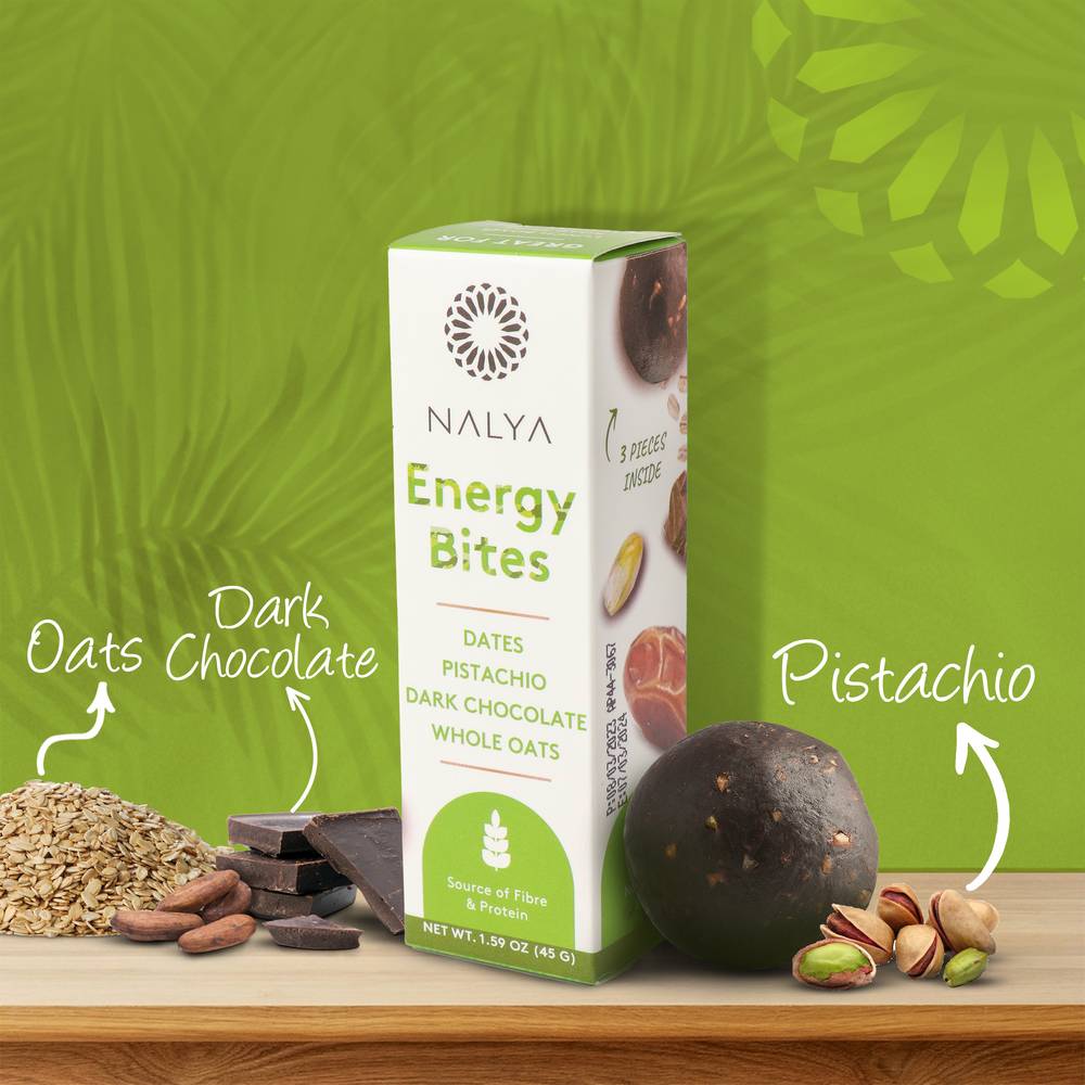 Energy Bites with Pistachio | Dark Chocolate | Whole Oats - Nalya